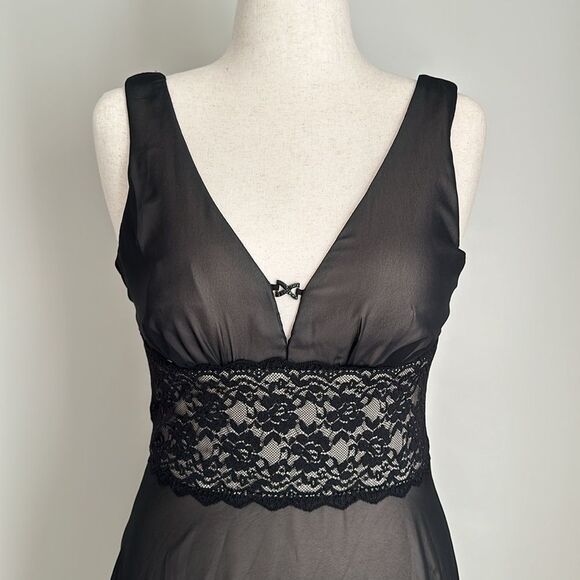 VTG Dressbarn Collection Women's Cocktail Dress Black Lace Trim Y2K Whimsigoth S - Picture 4 of 13